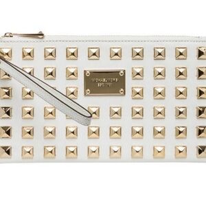 Michael Kors White Clutch with Gold Accents